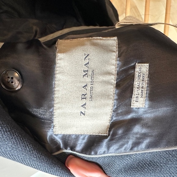 Zara Dark Gray Wool Men’s Coat Size 40 - Picture 9 of 10